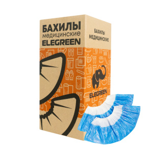 Бахилы Elegreen Экстра с двойной подошвой бело-синие, 3 г/пара, 30