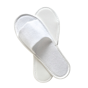 Тапочки одноразовые махровые Бизнес с открытым мысом 3,5 мм белые (ЧЗ)