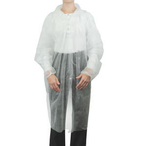 Халат одноразовый процедурный на кнопке белый, XL/110 см, 20 г/м2 (Китай)