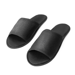 Тапочки одноразовые Премиум с открытым мысом 5 мм черные